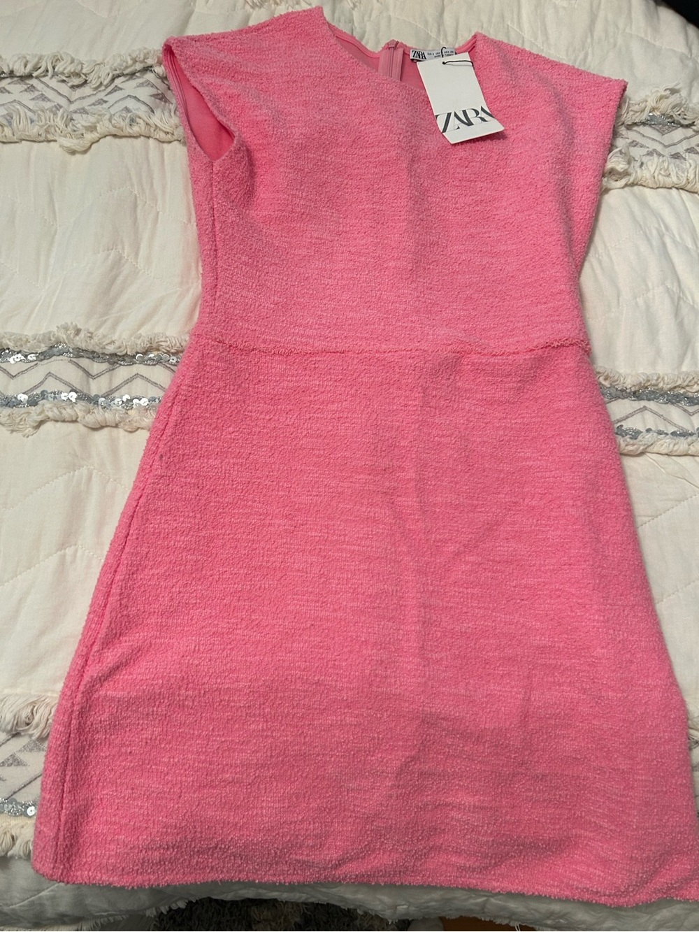 ZARA Hot Pink Textured Mini Dress